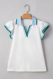 Ruffled Sleeve Collared V Neck Blouse DJPT