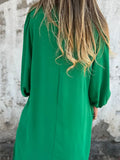 Size Slit V-Neck Balloon Sleeve Midi Dress Plus Size DJPT