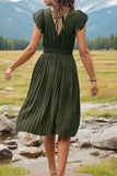 Tied Smocked Waist Flutter Sleeve Dress DJPT