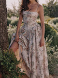 Print Square Neck Maxi Cami Dress DJPT
