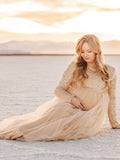 Sequin Tulle Splicing Long Sleeve Party Gown Photoshoot Maternity Baby Shower Maxi Dress Maternity
