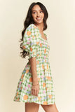 & Dani Fruits Printed Smocking Mini Dress DJPT