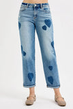 Full Size Mid Rise Fit-boyfriend Heart Shade Jeans Plus Size DJPT