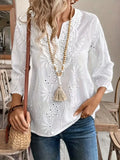 Notched 3/4 Sleeve Blouse DJPT