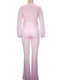 Solid Color Sashes High Waist V-Neck Long Sleeve Baby Shower Plus Size Maternity Jumpsuit Maternity