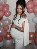 Strap Ties One Shoulder Mermaid Bodycon Elegant Photoshoot Baby Shower Maternity Maxi Dress Maternity