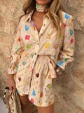 Print Shirt and Shorts Matching Set DJPT
