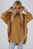 Texture Round Neck Long Sleeve Blouse DJPT