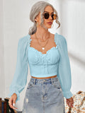 Sweetheart Neck Flounce Sleeve Top DJPT