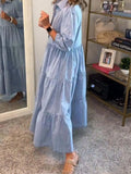 Size Tiered Button-Front Maxi Shirt Dress Plus Size DJPT