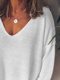 Size V-Neck Drop Shoulder Long Sleeve T-Shirt Plus Size DJPT