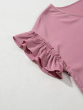 Satin Ruffle Sleeve Top DJPT