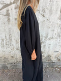 Size Slit V-Neck Balloon Sleeve Midi Dress Plus Size DJPT