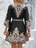 V-Neck Balloon Sleeve Mini Dress DJPT