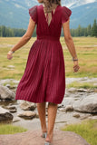 Tied Smocked Waist Flutter Sleeve Dress DJPT