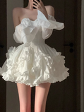 Ball Gown Sweetheart White Satin Floral Holiday Dress Birthday Dresses Birthday Outfits SD1239