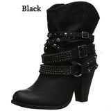 2017 New High Heel Short Boots Station Solid Color Belt Buckle Lady Short Boots Wish6312 Women's Shoes High Quality Shoes