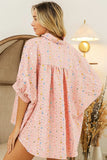 Sequin Striped Short Dolman Sleeve Blouse DJPT
