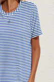Pocketed Striped Round Neck Short Sleeve Dress DJPT