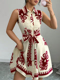 Sleeveless Tie Waist Mini Dress DJPT