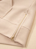 Half Zip Kangaroo Pocket Top and Drawstring Shorts Set DJPT