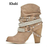 2017 New High Heel Short Boots Station Solid Color Belt Buckle Lady Short Boots Wish6312 Women's Shoes High Quality Shoes