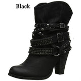 2017 New High Heel Short Boots Station Solid Color Belt Buckle Lady Short Boots Wish6312 Women's Shoes High Quality Shoes