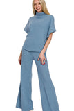 Sweater Mock Neck Top & Long Pants Set DJPT