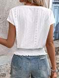 V-Neck Short Sleeve Blouse DJPT