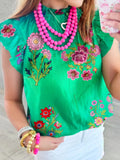Ruffle Cap Sleeve Blouse DJPT