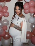 Strap Ties One Shoulder Mermaid Bodycon Elegant Photoshoot Baby Shower Maternity Maxi Dress Maternity