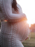 Ivory Lace Two Piece Set Side Slit V-neck Cami Maxi Dress And Crop Cardigan Elegant Going Out Maternity Photoshoot Baby Shower Maxi Dress Maternity