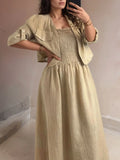 Size Smocked Cami Dress and Jacket Set Plus Size DJPT