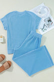 Knit Round Neck Top and Pants Casual Set DJPT