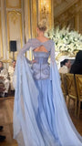 A Line Off The Shoulder Maxi Long Party Light Blue Chiffon Prom Dresses Evening Dress SD2395 HZ0628