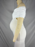 White Ruched Off Shoulder Backless Bodycon Elegant Cocktail Party Gown Maternity Photoshoot Baby Shower Maxi Dress Maternity