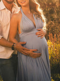 Spaghetti Strap Backless Tie Back High Waist Boho Photoshoot Maternity Maxi Dress Maternity