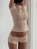 Round Neck Top and Shorts Lounge Set DJPT