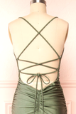 Sheath Olive Green Backless Long Prom Dresses Formal Graduation Party Dress Evening Dress SD1552