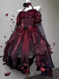 High Low Halter Burgundy Organza Party Dresses Birthday Outfits SD448