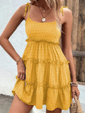 Frill Spaghetti Strap Tiered Dress DJPT