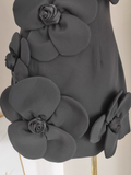 A line Halter Black Flowers Vacation Dress Short Birthday Dresses SD178
