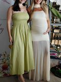 Sheer Mesh Ruched Bandeau Off Shoulder Long Sleeve Mermaid Elegant Cocktail Party Gown Maternity Photoshoot Baby Shower Maxi Dress Maternity