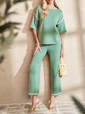 Trim T-Shirt and Drawstring Pants Set DJPT