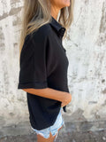 Size Casual Button Down Short Sleeve Loose Shirt Plus Size DJPT