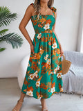 Floral Tie Shoulder Midi Dress DJPT