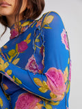 Print Mock Neck Long Sleeve Top DJPT