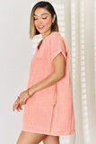 Washed Nochted Rolled Short Sleeve Dress DJPT