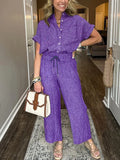 Size Button-Up Shirt and Wide-Leg Pants Set Plus Size DJPT
