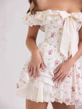 Floral Lace Trim Mini Dress DJPT